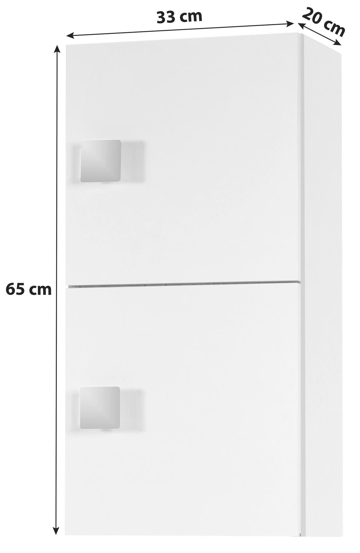 Hängeschrank Mit 2 Türen Quadra B: 33 Cm Weiß - Weiß, MODERN, Holzwerkstoff (33,0/65,0/20,0cm) - MID.YOU