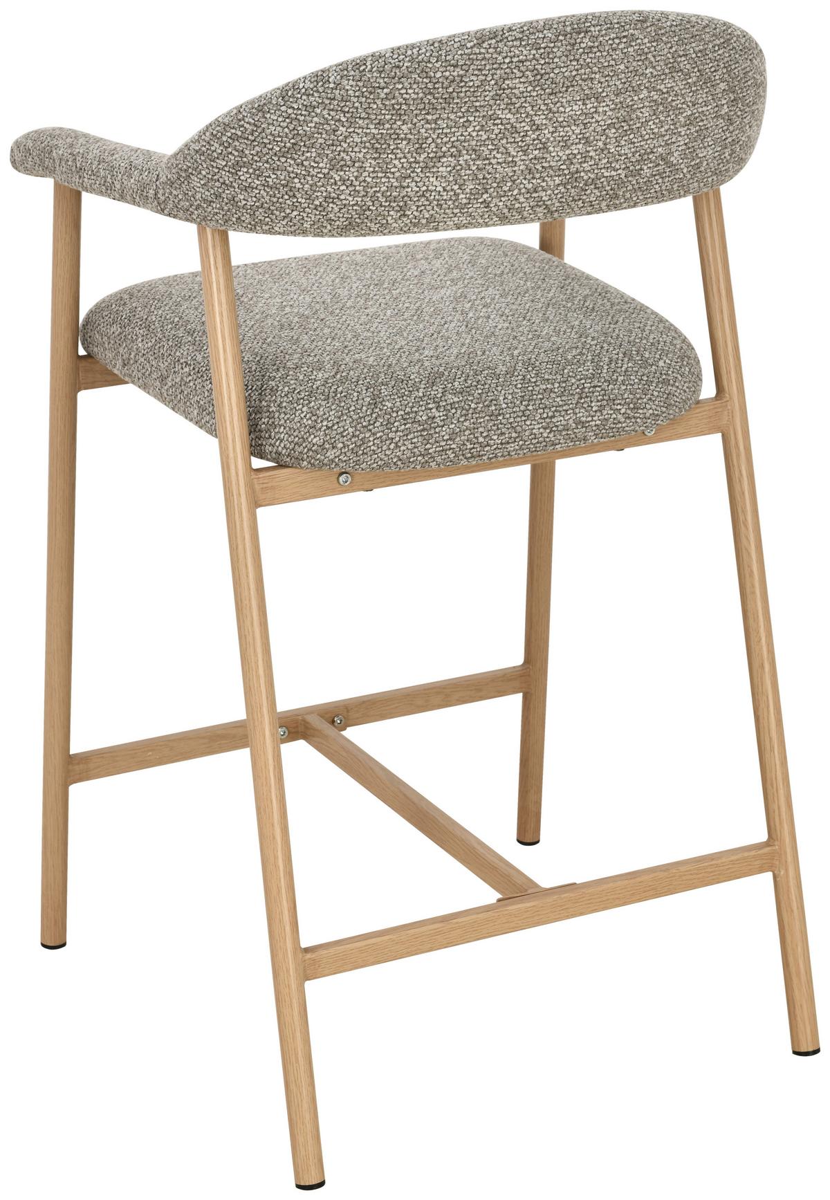 Barhocker Boucle Taupe/Eichefarben B: 54 cm - Taupe/Eichefarben, MODERN, Holz/Textil (54/94,5/54,5cm) - Livetastic