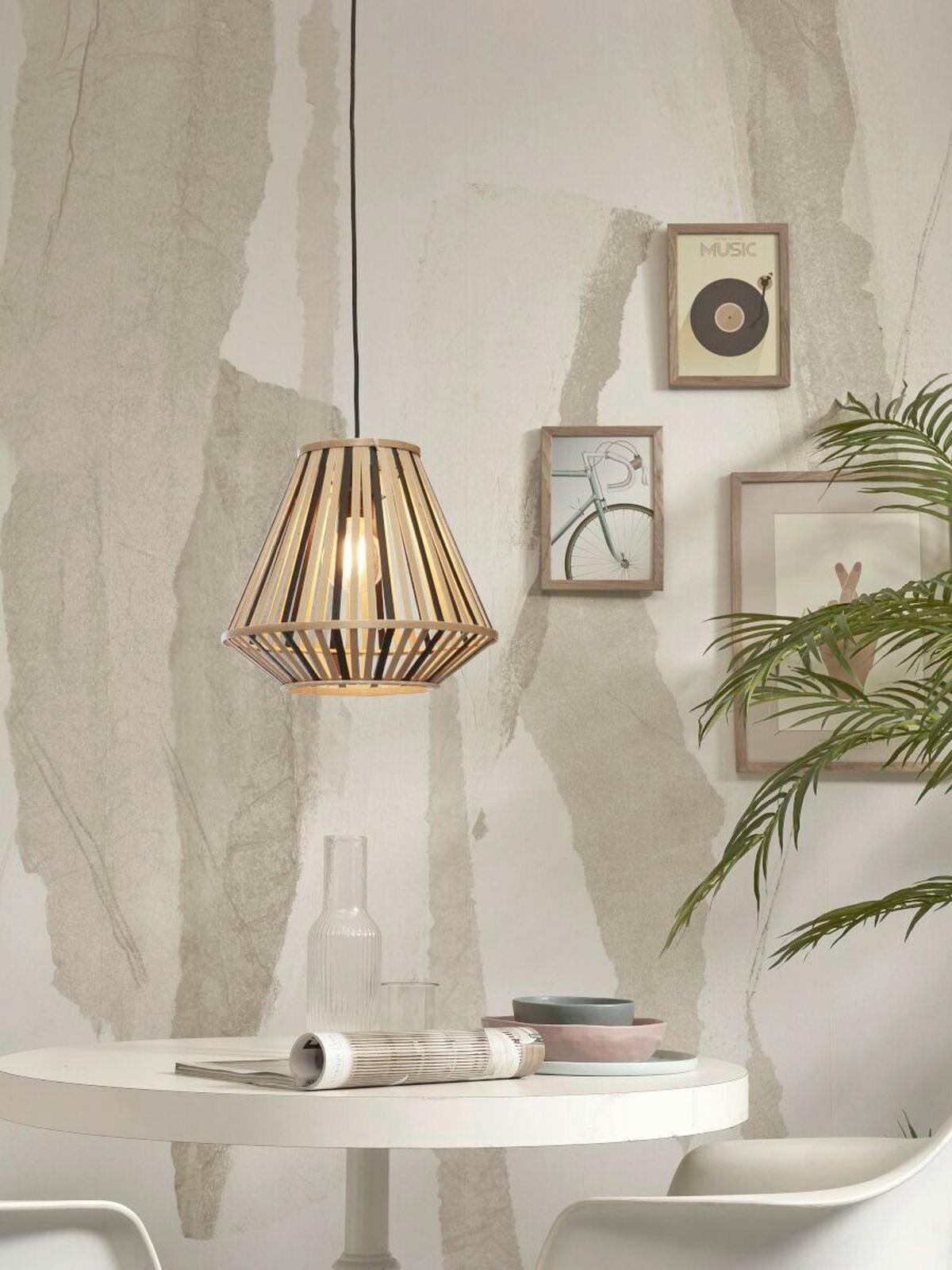 Hängeleuchte Merapi Naturfarben/Schwarz B: 30 cm - Schwarz/Naturfarben, Trend, Holz (30/30/30cm) - Good & Mojo