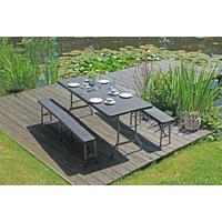 Gartengarnitur 3-Tlg. Ventana Metall/Kunststoff - Schwarz, Basics, Kunststoff/Metall (180/75/73cm) - Gardenson