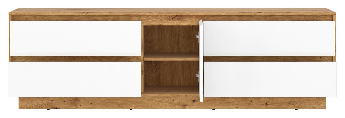 Tv-elem Foggia - Artisan tölgy/fehér, Trend, faalapú anyag (188,4/57/40cm)
