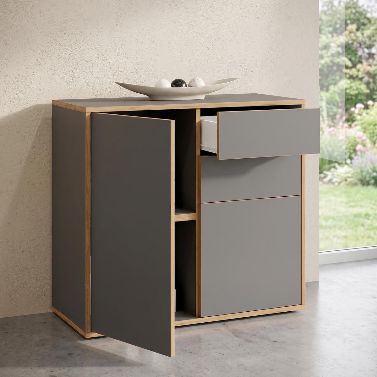 Komoda Salia, š: 79 cm - čierna/dub medový, Design, kompozitné drevo/plast (79/74/33cm) - MID.YOU