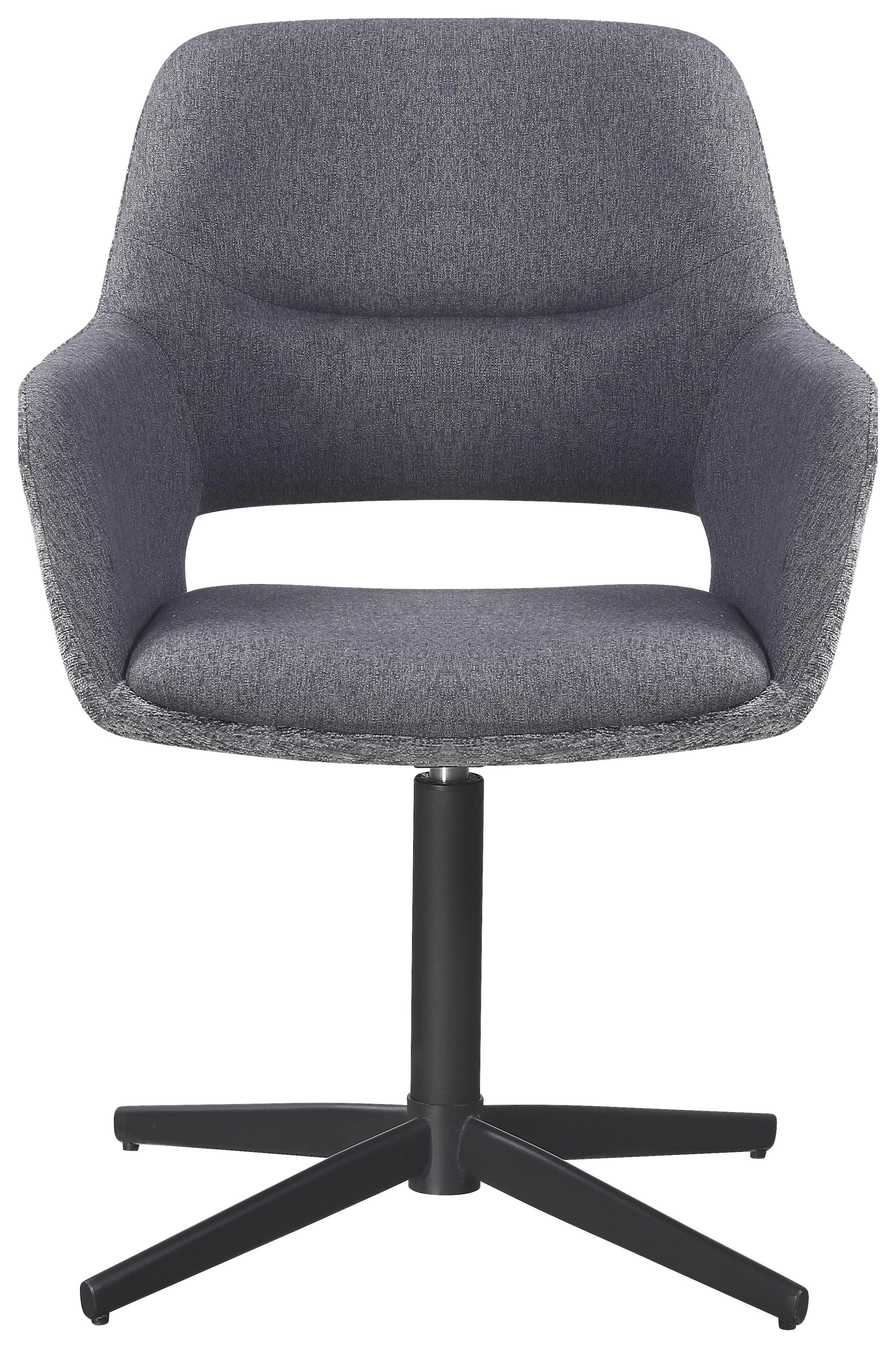 Armlehnstuhl Kaan Chenille Grau, B: 61 cm - Schwarz/Grau, KONVENTIONELL, Textil/Metall (61/85/63cm) - MID.YOU