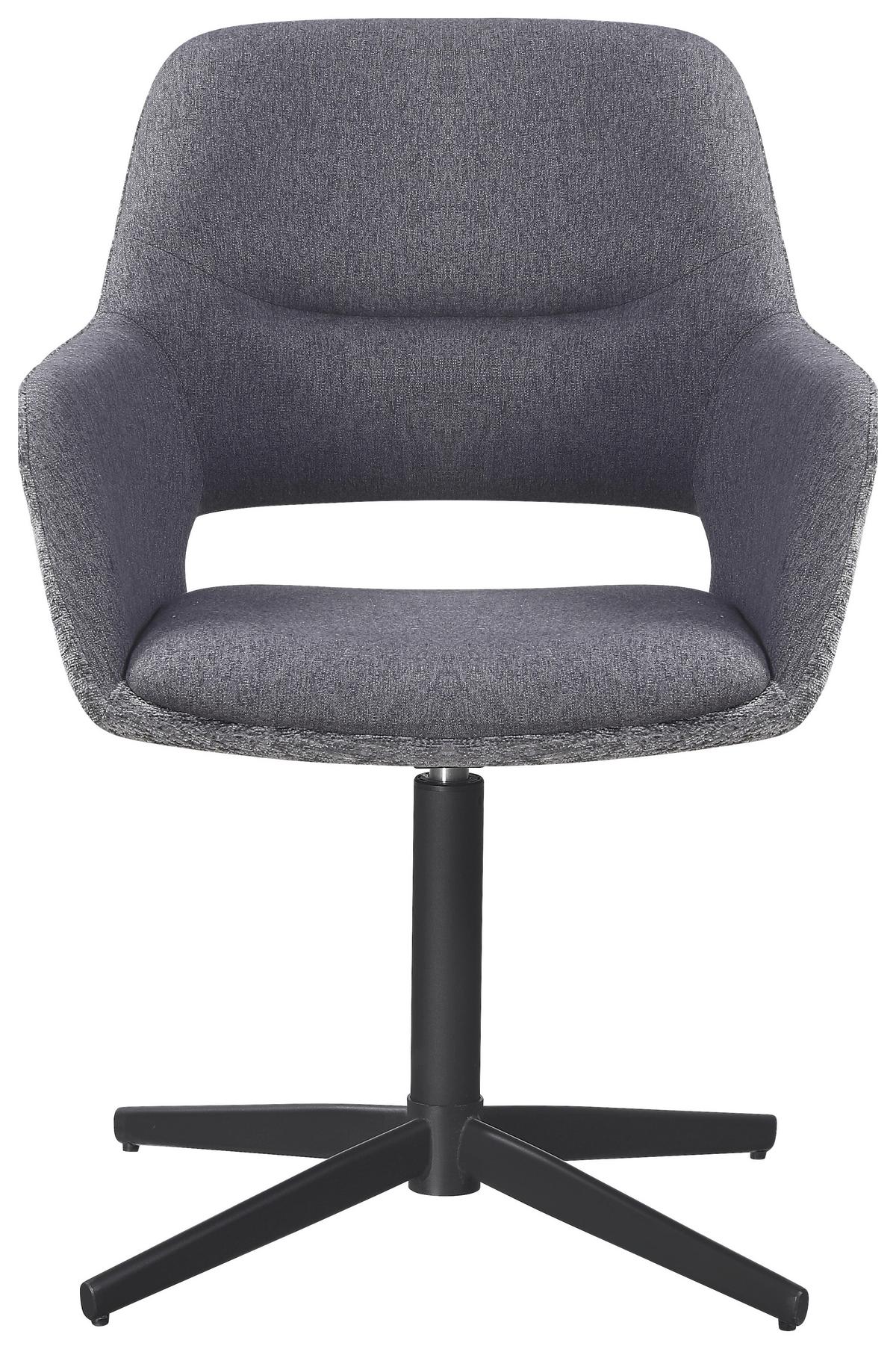 Armlehnstuhl Kaan Chenille Grau, B: 61 cm - Schwarz/Grau, KONVENTIONELL, Textil/Metall (61/85/63cm) - MID.YOU