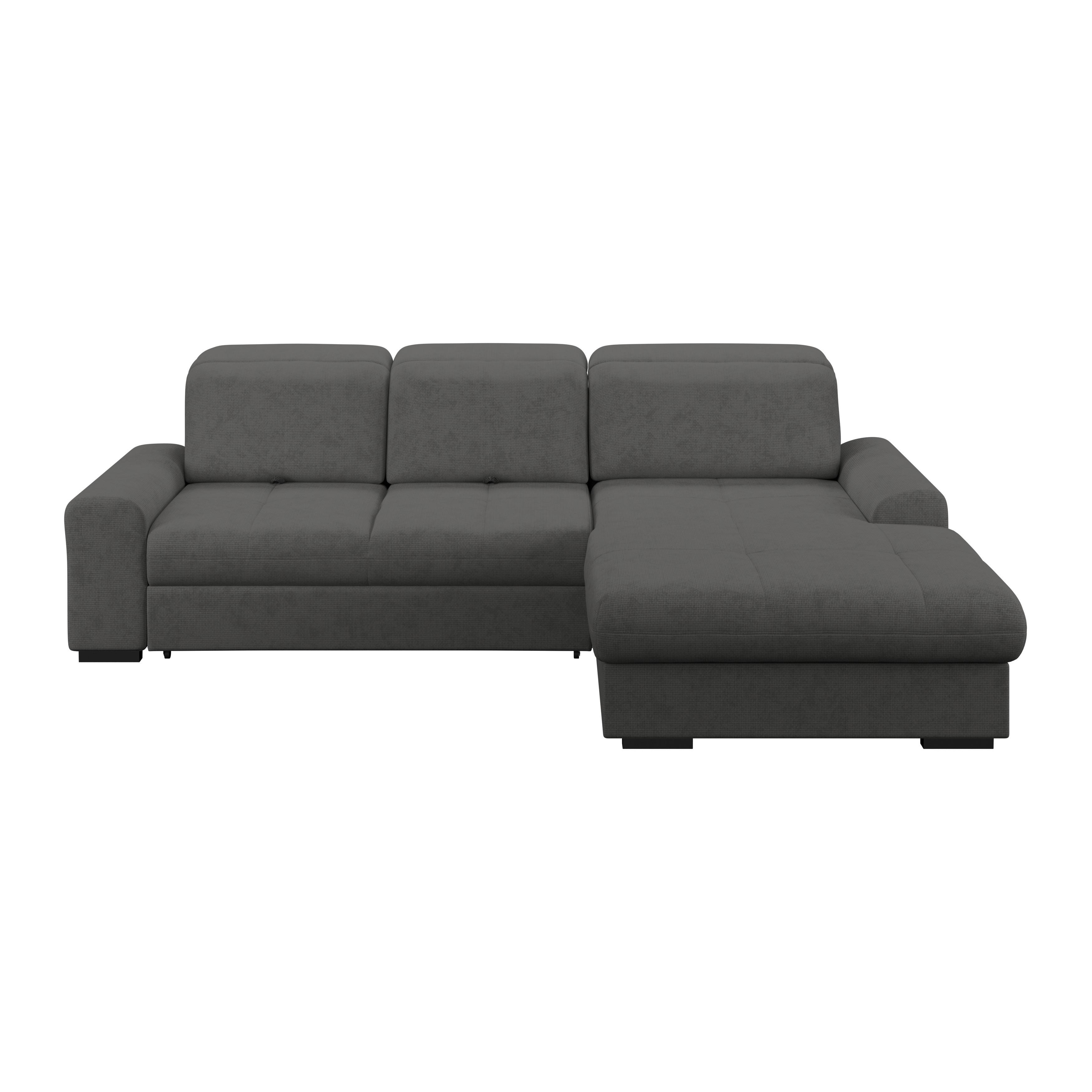 Ecksofa mit Bettfunktion Malaga new Chenille graphit - Schwarz/Graphitfarben, KONVENTIONELL, Textil (286/203cm) - Ondega