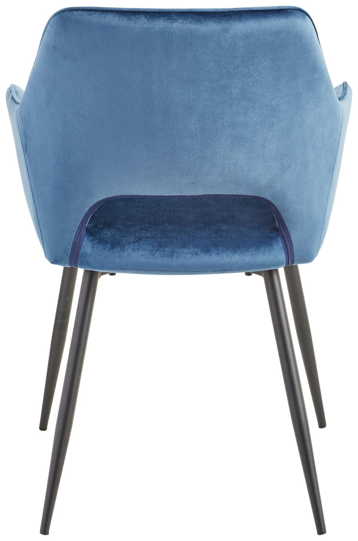 Armlehnstuhl Genua Blau Gepolstert - Blau/Schwarz, KONVENTIONELL, Holz/Textil (56/80,5/56cm) - MID.YOU