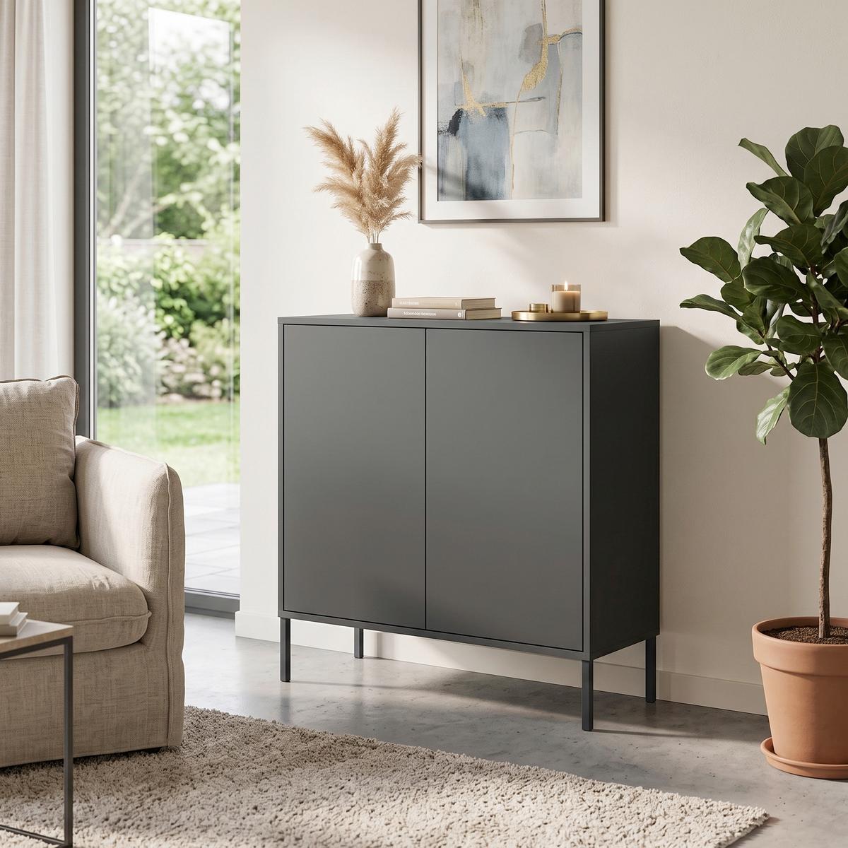 Kommode stehend 79cm Mailand, anthrazit - Anthrazit, MODERN, Holzwerkstoff (79/86/33cm) - MID.YOU