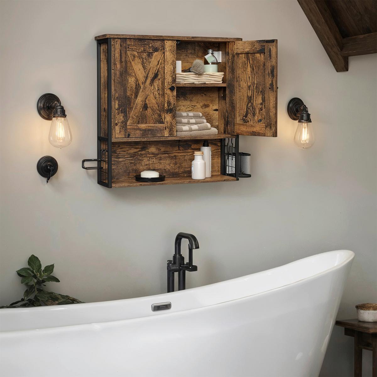 Hängeschrank Washbasin Cabinet - Schwarz/Braun, MODERN, Holzwerkstoff/Metall (60/60/16cm) - MID.YOU