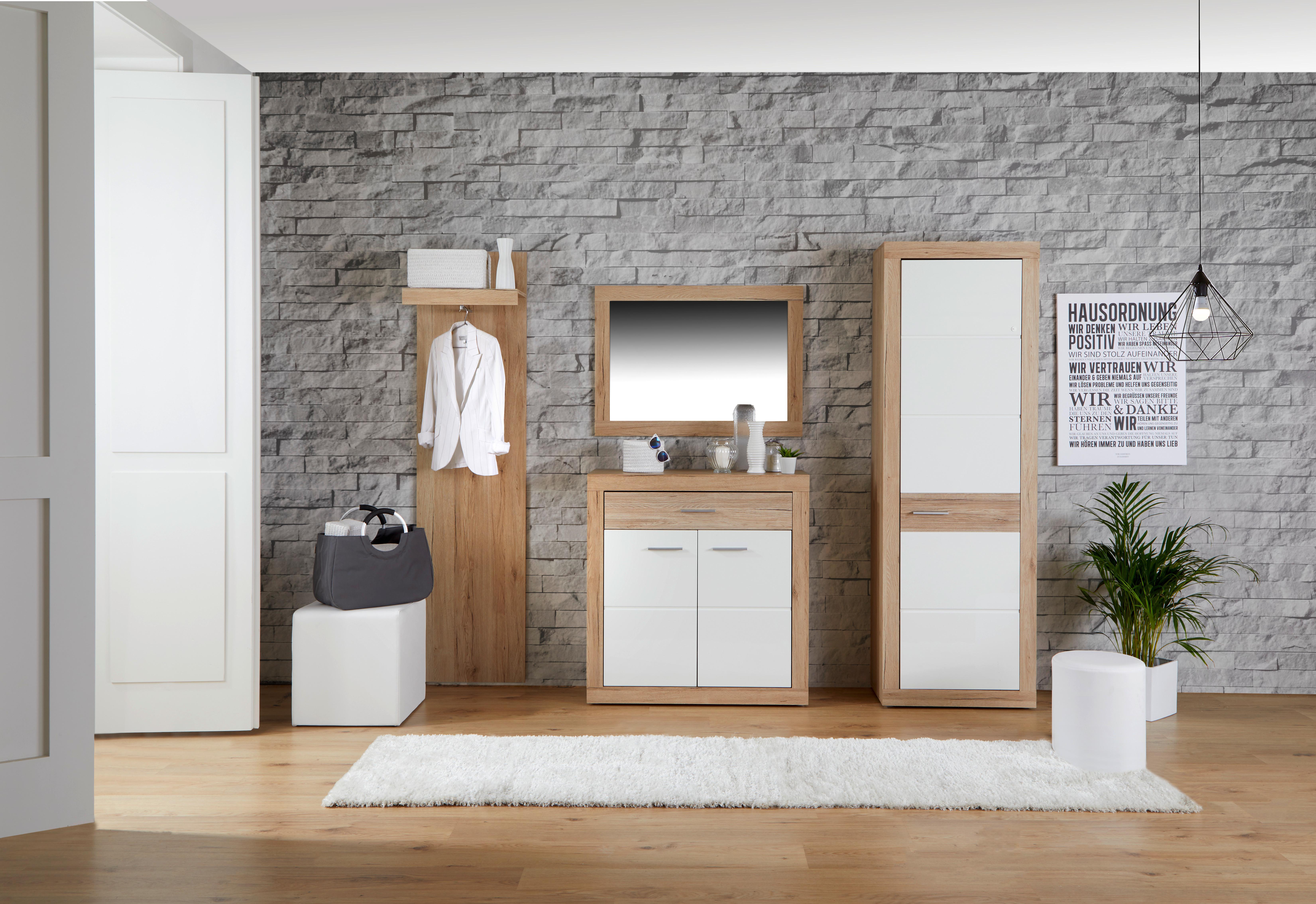 Kommode 95 cm Malta Eiche Dekor/Weiß - Eichefarben/Weiß, MODERN, Holzwerkstoff (95/98,7/36cm)