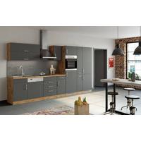 Küchenzeile Sorrento ohne Geräte 360 cm Anthrazit - Eichefarben/Anthrazit, MODERN, Holzwerkstoff (360cm) - Held