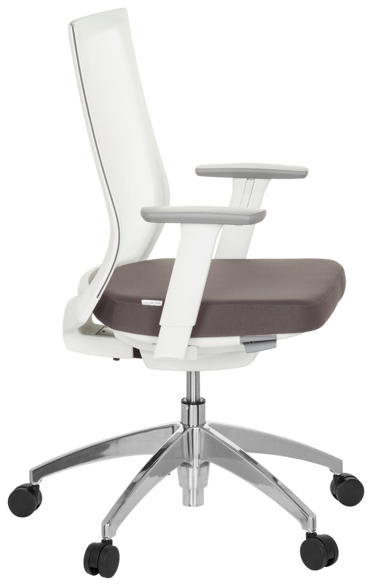 Drehstuhl Aspen Armstützen Gau/Weiß Bis 120kg - Alufarben/Weiß, MODERN, Kunststoff/Textil (63/97/55cm) - MID.YOU