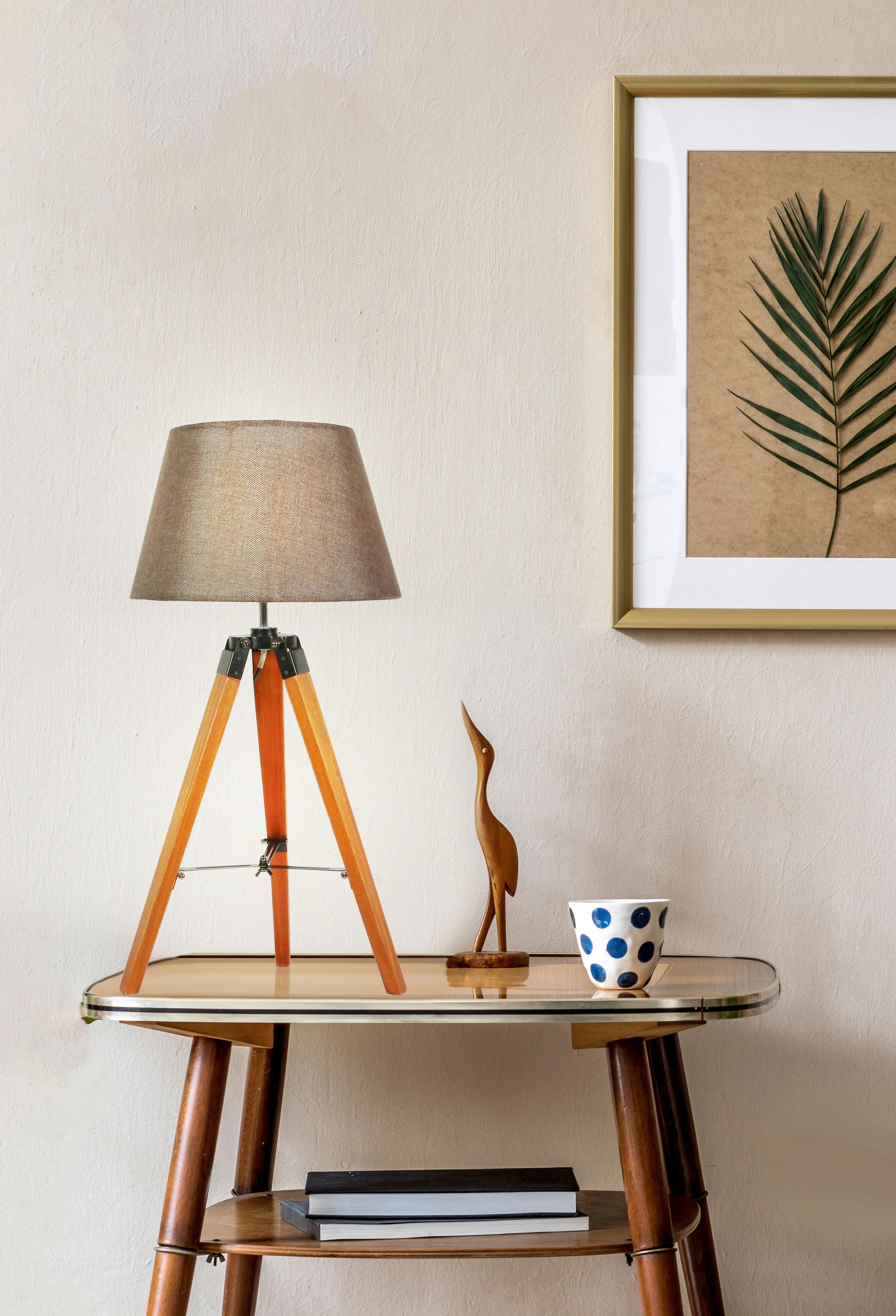 Tischleuchte 41-31211 - Braun, Natur, Holz/Textil (35/35/68cm)