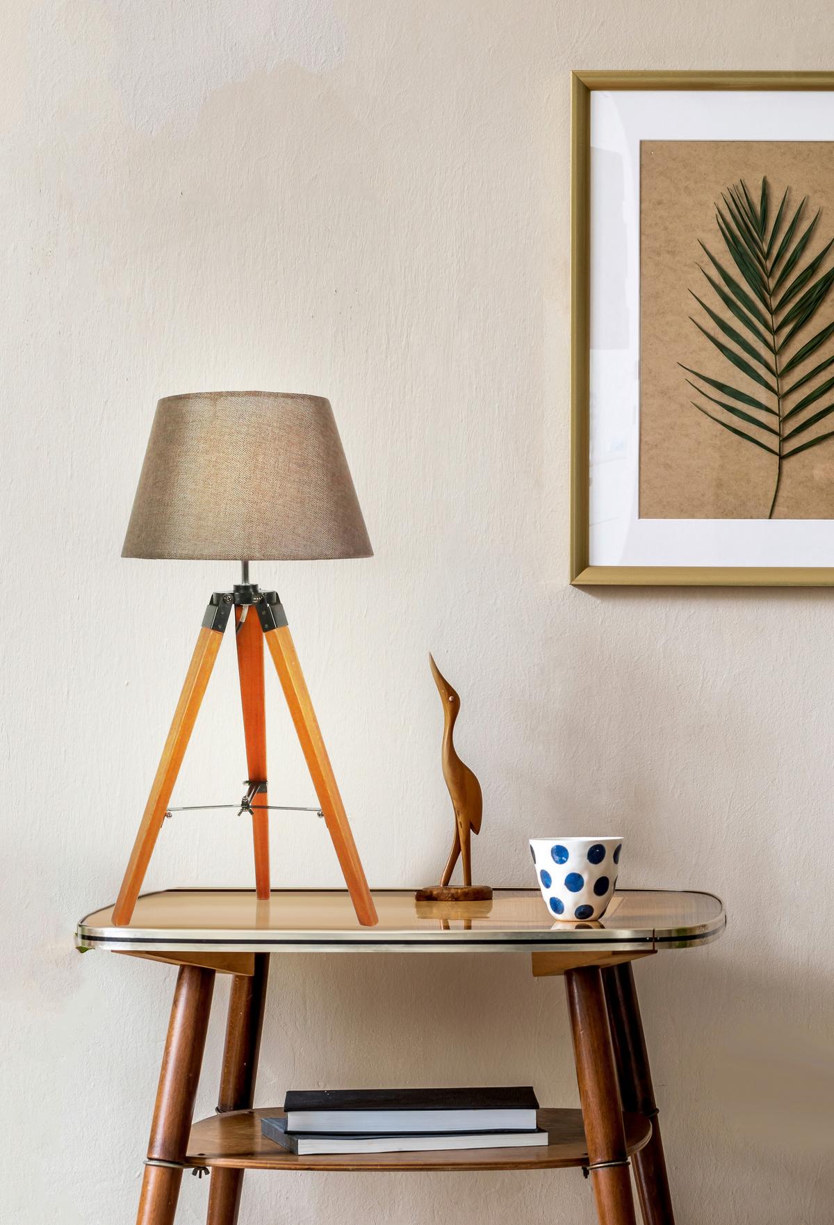 Tischleuchte 41-31211 - Braun, Natur, Holz/Textil (35/35/68cm)