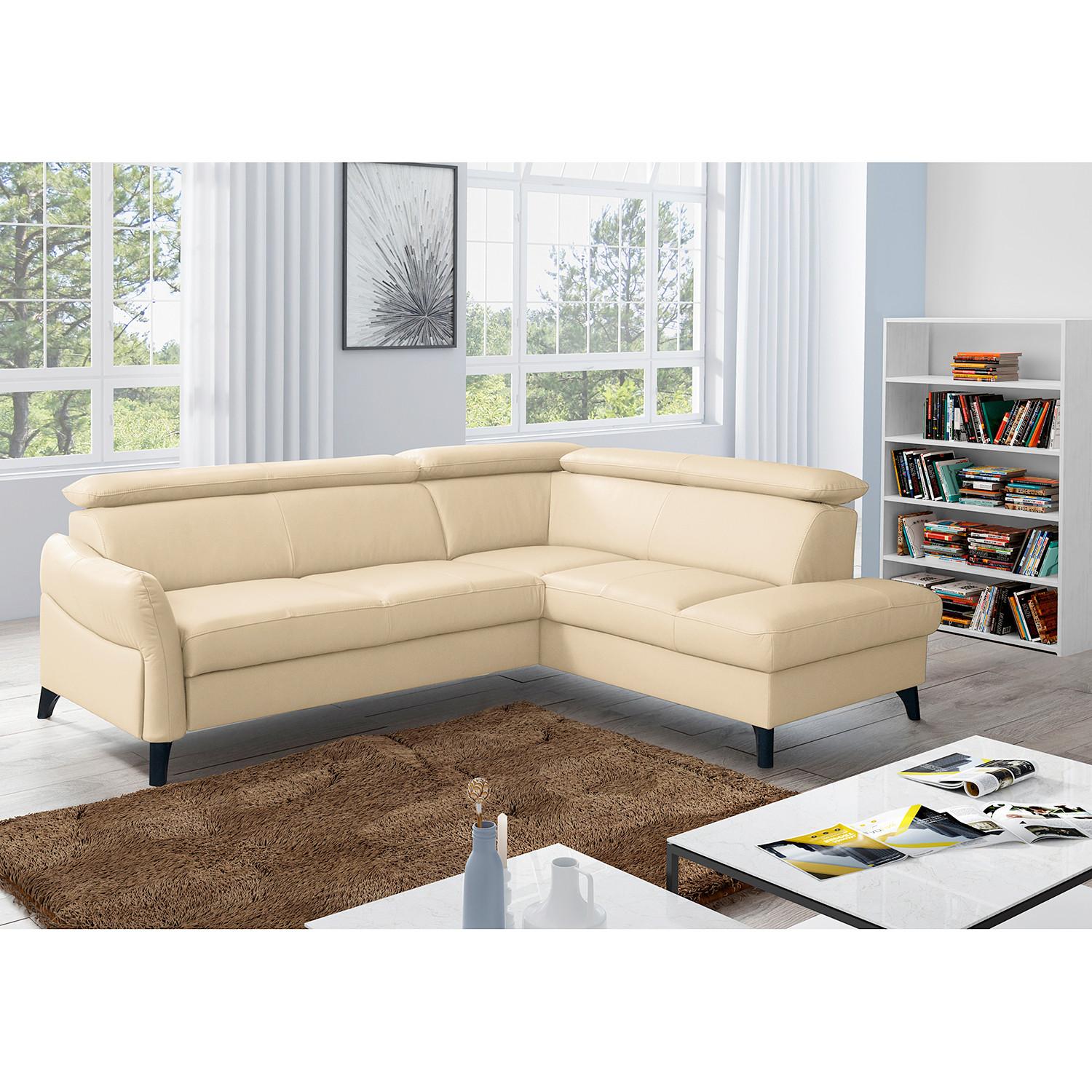 Ecksofa Note New Teilleder Beige 244x199 - Beige/Schwarz, Design, Leder/Textil (244/199cm) - Livetastic
