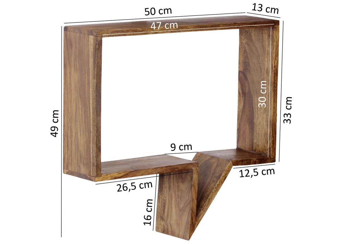 Wandregal-Set Mumbai 50 cm Sheesham - MODERN, Holz (50/49/13cm) - MID.YOU