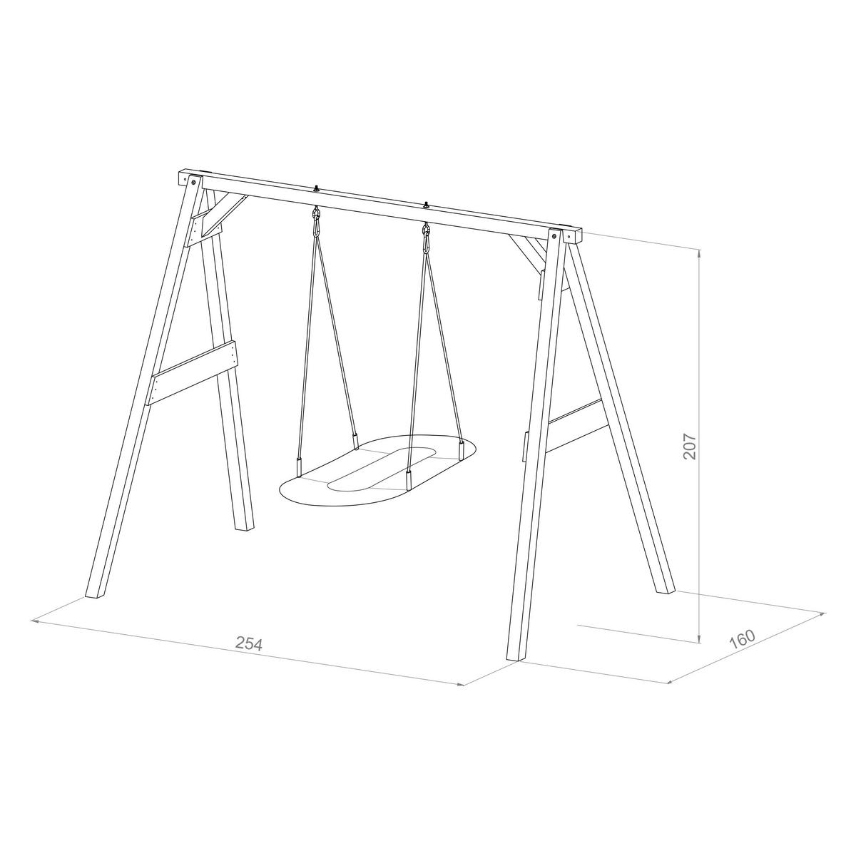 Nestschaukel A030.134.13 - Schwarz/Braun, KONVENTIONELL, Holz (254/207/160cm) - Ambia Garden