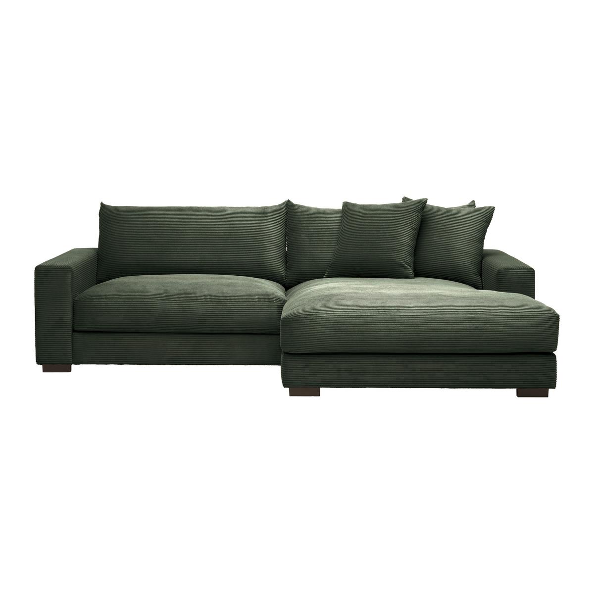 Rohová sedačka PEDRO, pravá, tmavě zelený manšestr - tmavě zelená, Moderní, textil (265/180cm) - Mömax