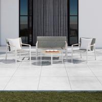 SÚPRAVA ZÁHRADNÉHO NÁBYTKU LINZ - svetlosivá/farba vlašského orecha, Modern, kov/sklo (121/77/68cm) - Mömax