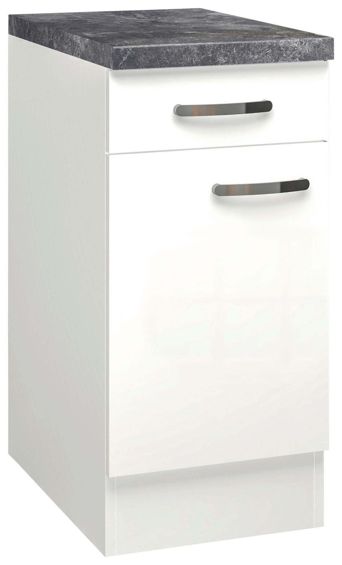 Küchenunterschrank Alba B: 40 Cm Weiß/schiefer Mit Lade - Schieferfarben/Weiß Hochglanz, MODERN, Holzwerkstoff (40/86/60cm)