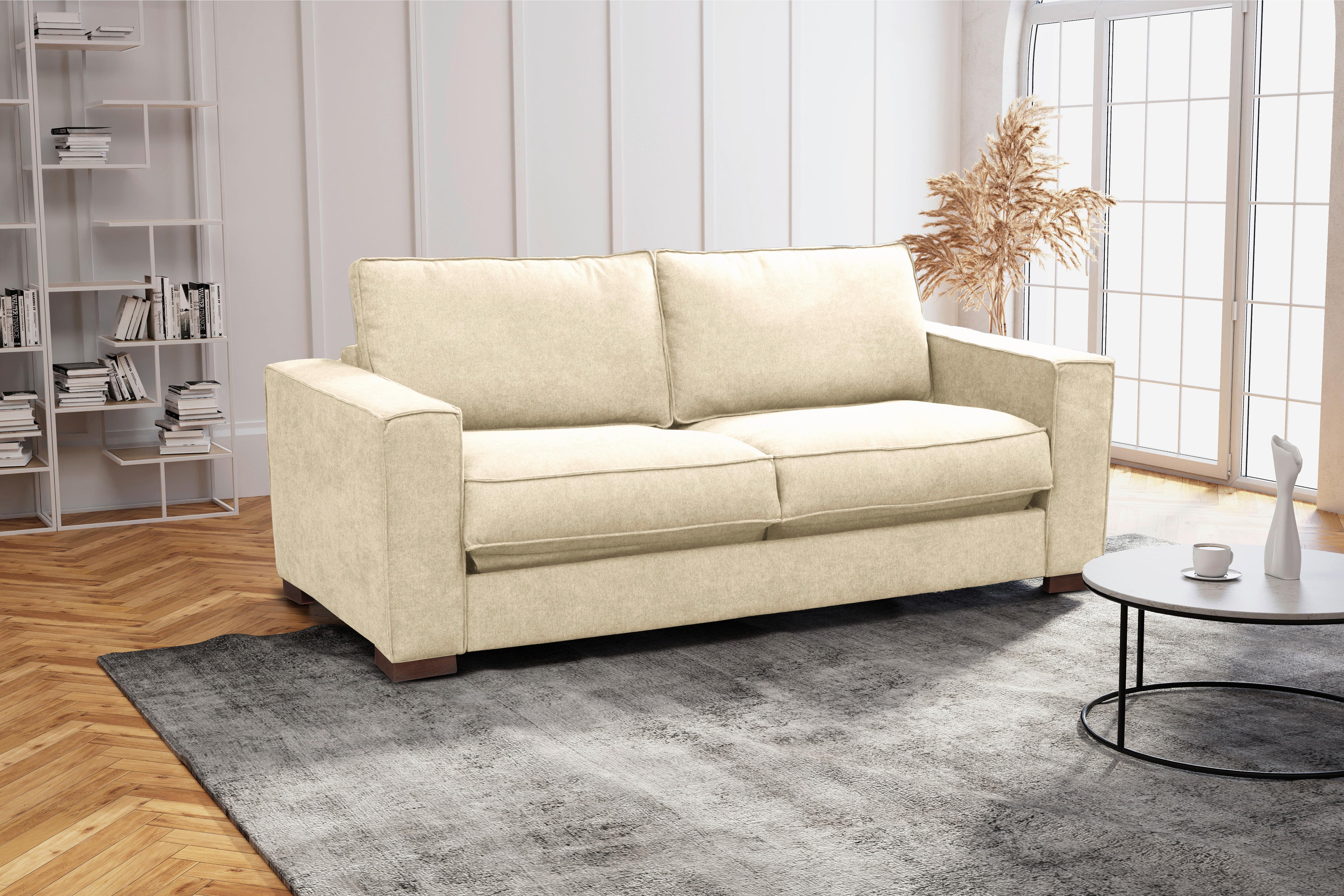 Schlafsofa Texas Creme Webstoff, B: 203 Cm - Dunkelbraun/Creme, Design, Textil (203/85/99cm) - MID.YOU