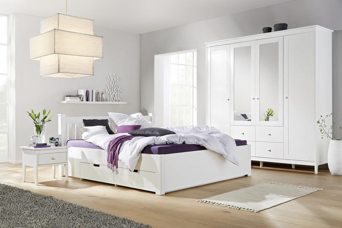 Dřevěná manželská postel Lyon, bílá, 140x200 cm - bílá, Romantický / Rustikální, dřevo/kompozitní dřevo (140/200cm) - Zandiara