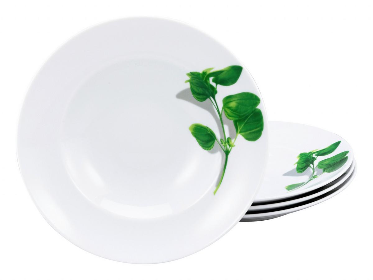 Pastatellerset Europa Basiliku Weiß 4-Teilig - Multicolor, KONVENTIONELL, Keramik (29,5cm) - Creatable