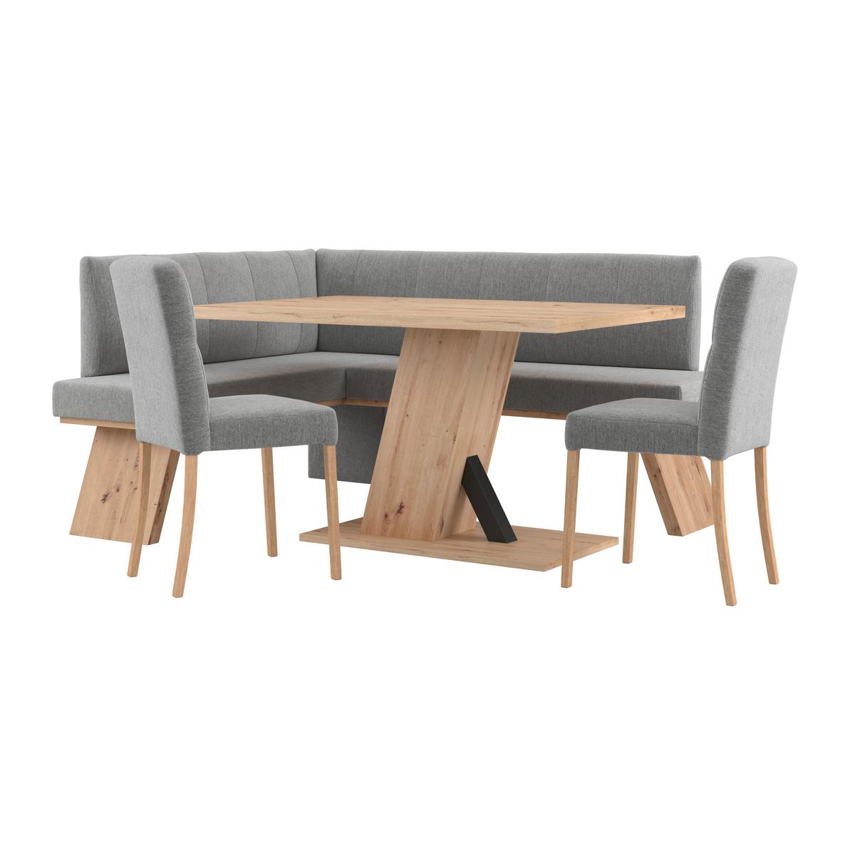 Eckbank Emma II - Eichefarben/Grau, KONVENTIONELL, Holzwerkstoff/Textil (150/185cm)