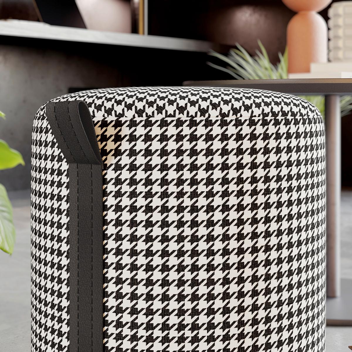 Hocker Macaria Schwarz/weiß B: 36 Cm - Eichefarben/Schwarz, Design, Textil (36/43/36cm) - Livetastic