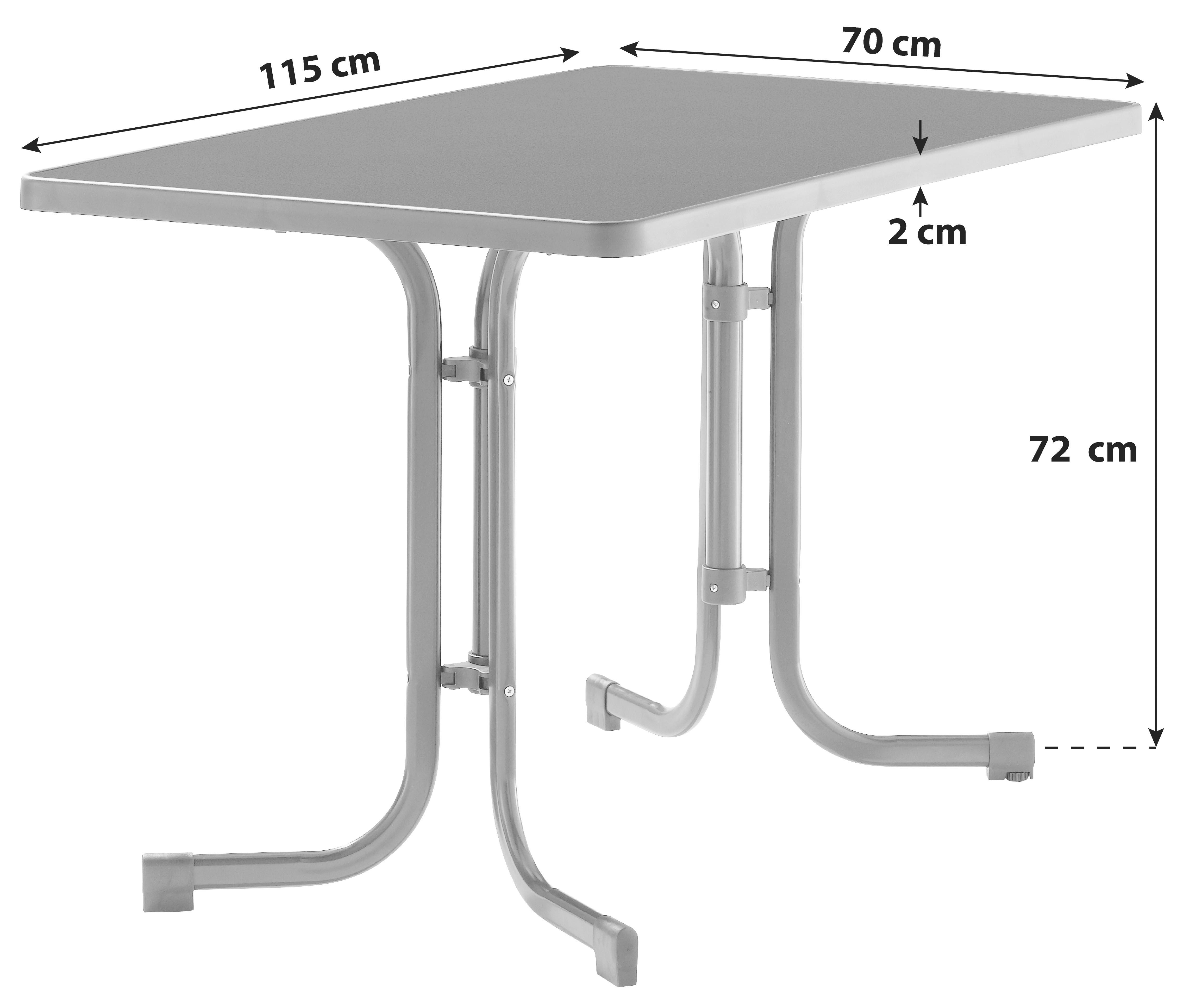 Gartentisch Klappbar Stahl L: 115cm - Graphitfarben, MODERN, Holzwerkstoff/Metall (115/70/72cm) - Sieger