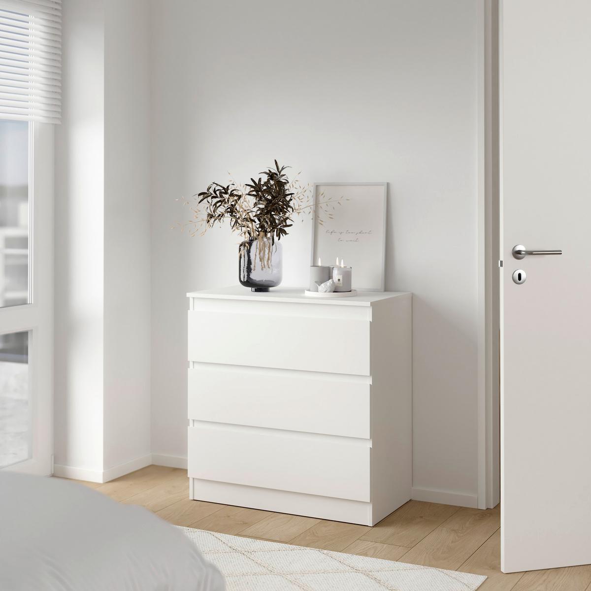 Kommode Mara 2 Weiß B: 77 Cm - Weiß, Trend, Holz (77/80,4/42cm)