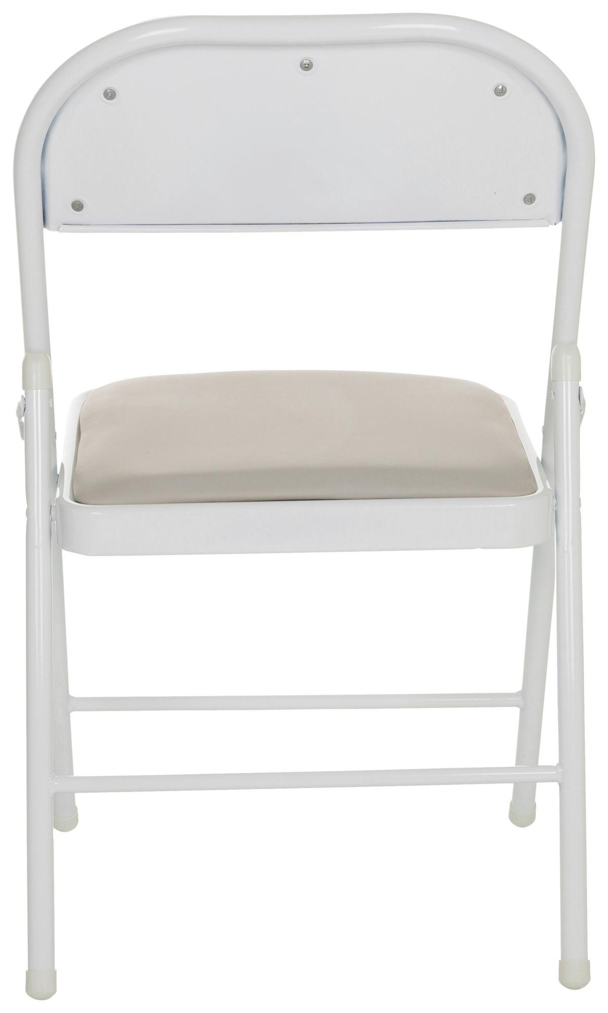 Klappstuhl Tudela W - Weiß/Grau, Basics, Leder/Metall (44/80/49cm) - MID.YOU