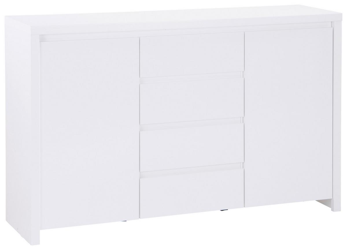 Kommode B: 143 cm Mit 2 Türen Larios, Weiß - Weiß, MODERN, Holzwerkstoff (143/91/40cm)