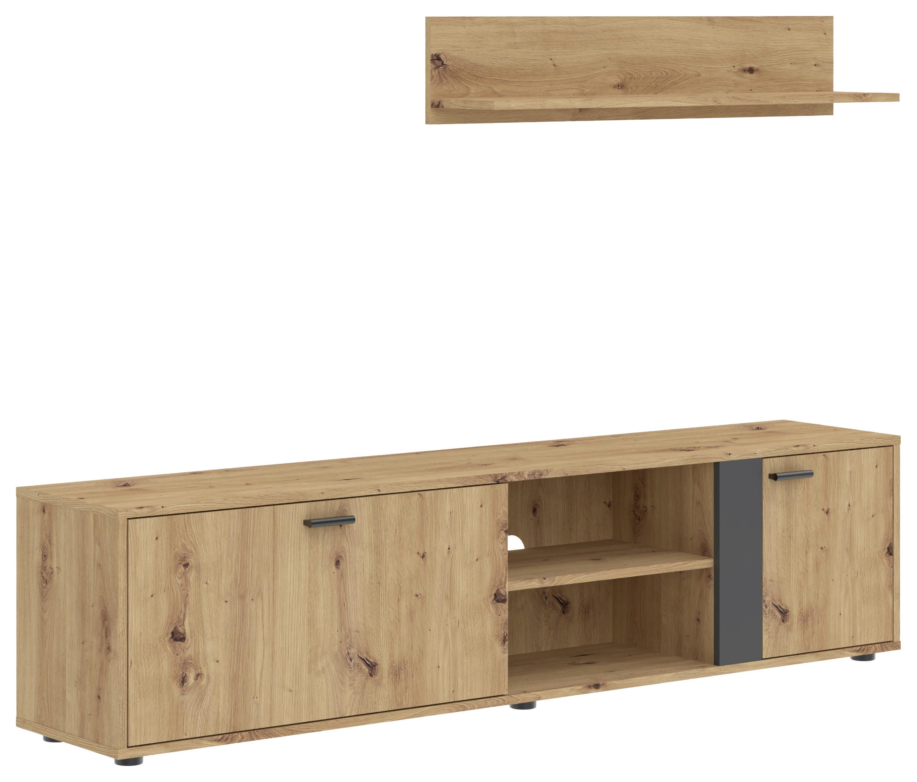 SKRINKA POD TV SLEDGE *CENOVÝ TRHÁK* - čierna/antracitová, Modern, kompozitné drevo/plast (170/42/33cm) - Based