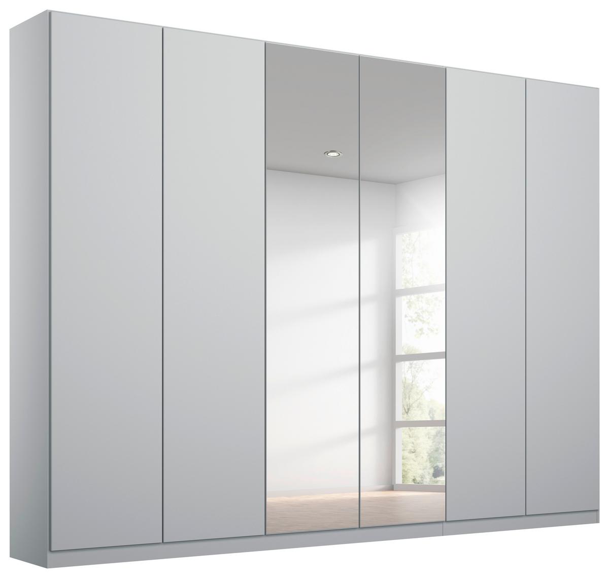 Drehtürenschrank Mit Spiegel 271 cm Alabama, Seidengrau - Silberfarben/Hellgrau, MODERN, Holzwerkstoff (271/229/54cm)