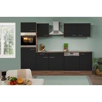 Küchenzeile Mit Geräten B: 280 Cm Schwarz/eiche Dekor - Eichefarben/Schwarz, Design, Holzwerkstoff (280cm) - Respekta