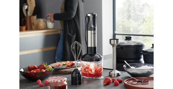 Stabmixer-set Gusteau Schwarz/ Edelstahl 800w 4-Teilig - Edelstahlfarben/Schwarz, KONVENTIONELL, Kunststoff/Metall (19,5/13,5/37cm) - Bono