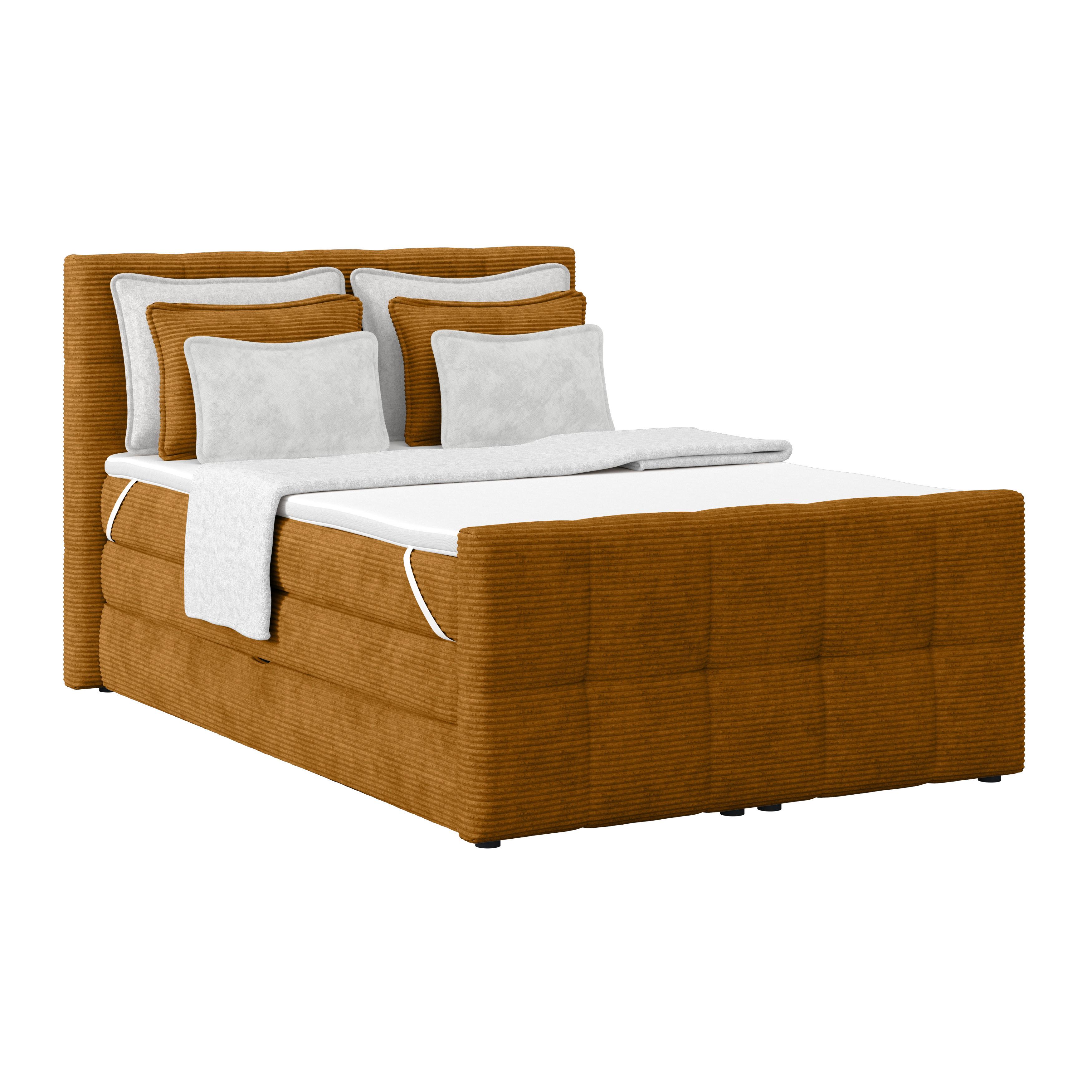 Boxspringbett Medino - Senfgelb, KONVENTIONELL, Holz/Holzwerkstoff (140/200cm)