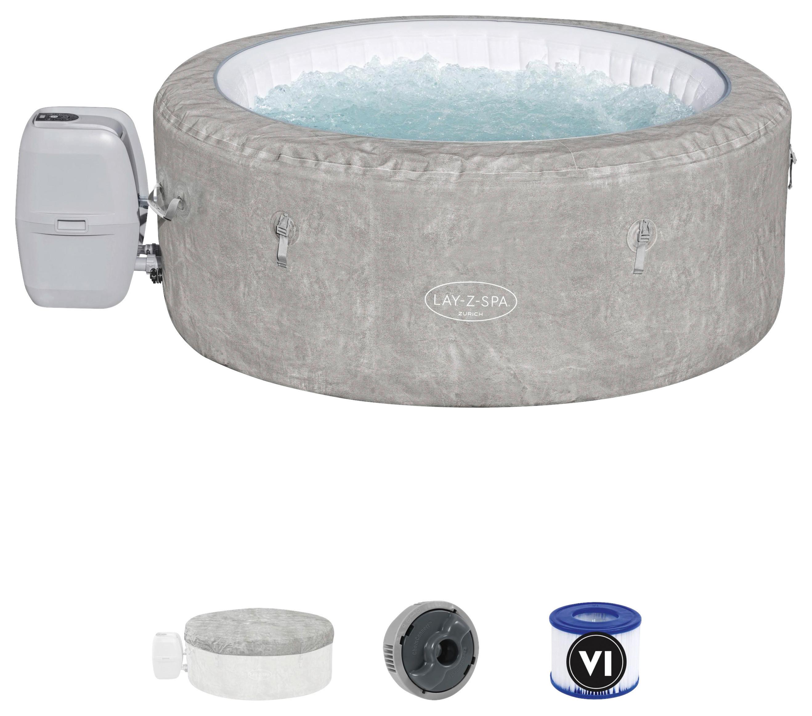 Whirlpool Aufblasbar Airjet Zürich ⌀ 180 X H 66 cm - Hellgrau/Weiß, Trend, Kunststoff/Metall (180/66cm) - Bestway