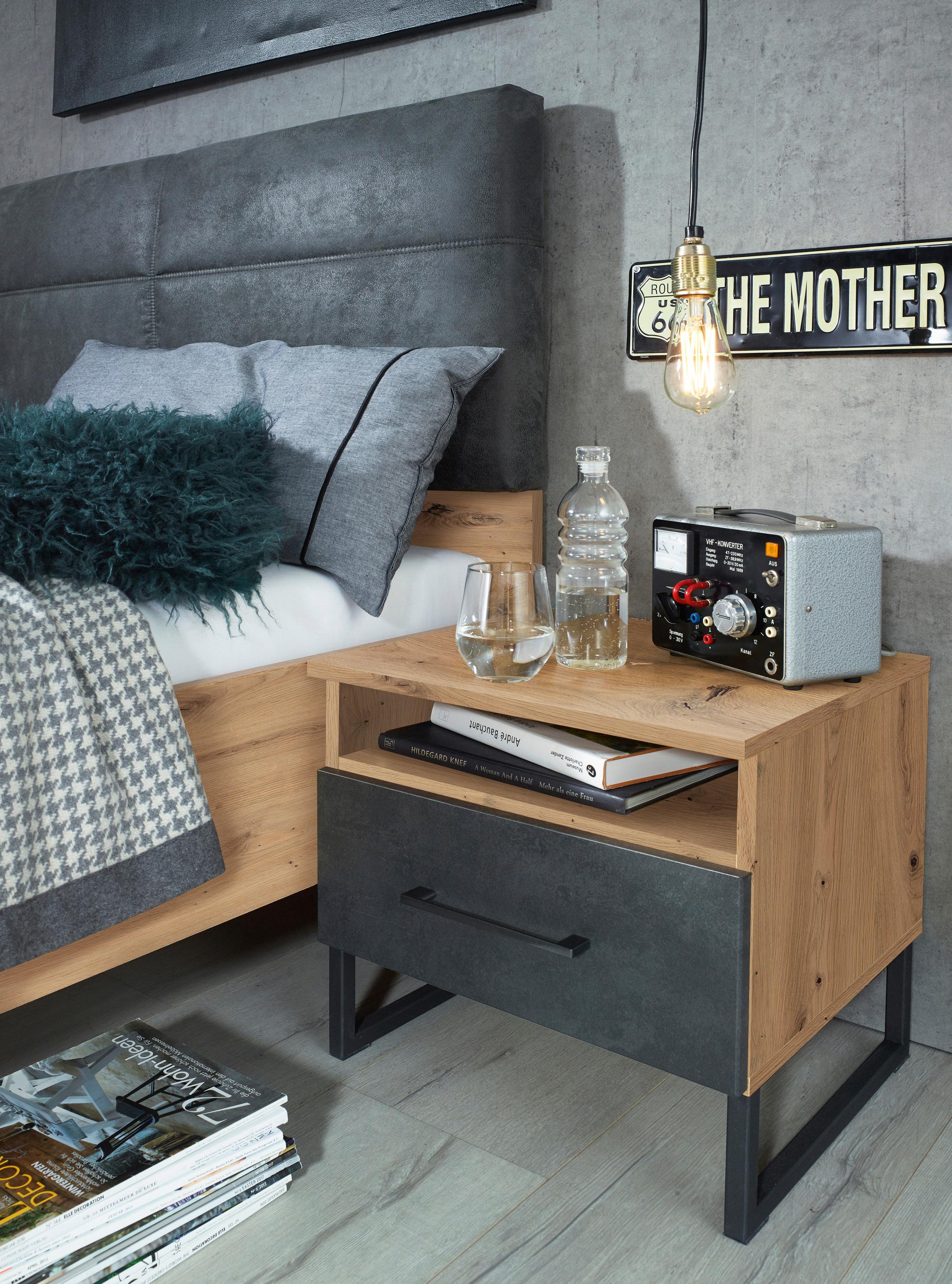 Nachtkästchen Tampa Anthrazit/ Graphit/eiche Dekor B: 47 Cm - Anthrazit/Graphitfarben, MODERN, Holzwerkstoff (47/44/44cm) - Rauch Möbel