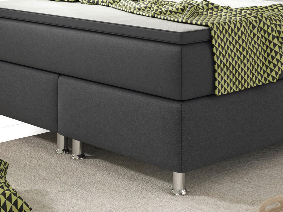Boxspringbett Mit Topper 140x200 Cm Köln - Anthrazit/Silberfarben, KONVENTIONELL, Textil (140/115/210cm) - MID.YOU