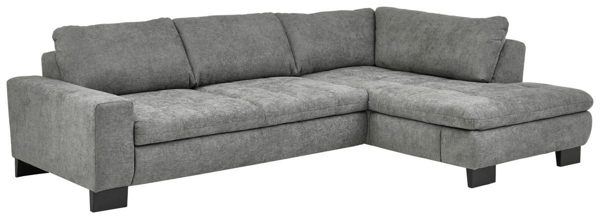 Rohová sedačka LANDO, pravá, sivá ženilka, bez funkcií - čierna/sivá, Modern, kov/textil (289/197cm) - Premium Living