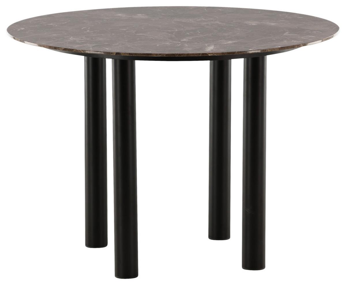 Esstisch Havsten - Dunkelbraun/Schwarz, Design, Holzwerkstoff/Metall (106/106/75cm) - Livetastic