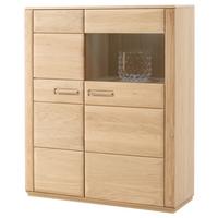 Highboard teilmassiv B: 107 cm Sena Eichefarben - Eichefarben, Design, Glas/Holz (107/131/38cm) - Livetastic