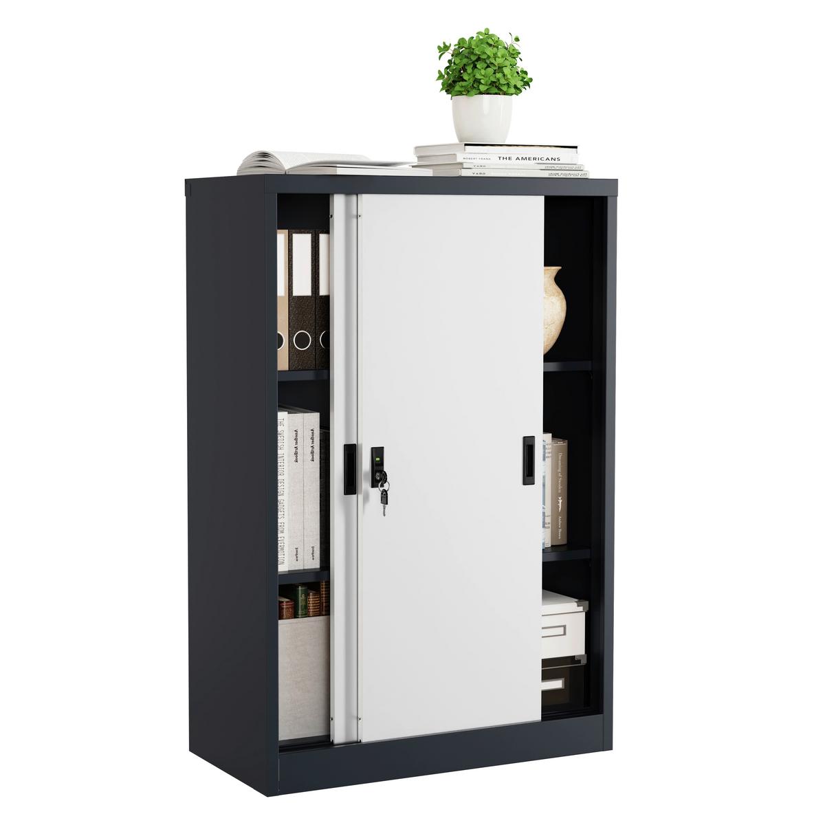 Aktenschrank Malivo Weiß/Anthrazit B: 80cm - Anthrazit/Weiß, KONVENTIONELL, Metall (80/120/40cm) - MID.YOU