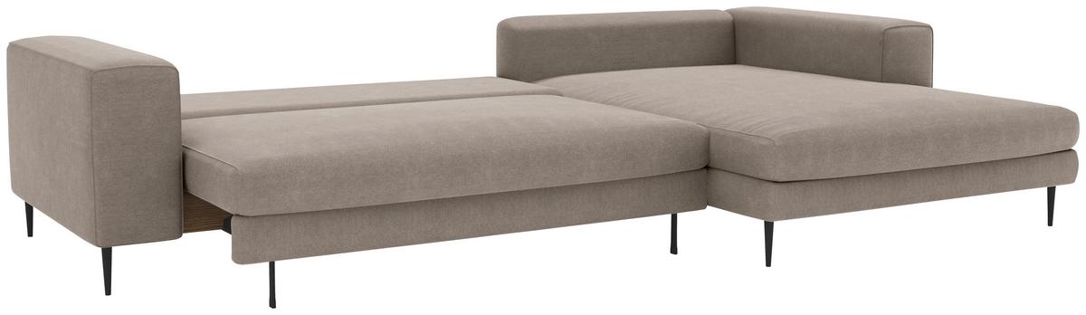 Eckschlafsofa Aurora Ii - Taupe/Schwarz, MODERN, Textil (295/170cm) - Trendmanufaktur