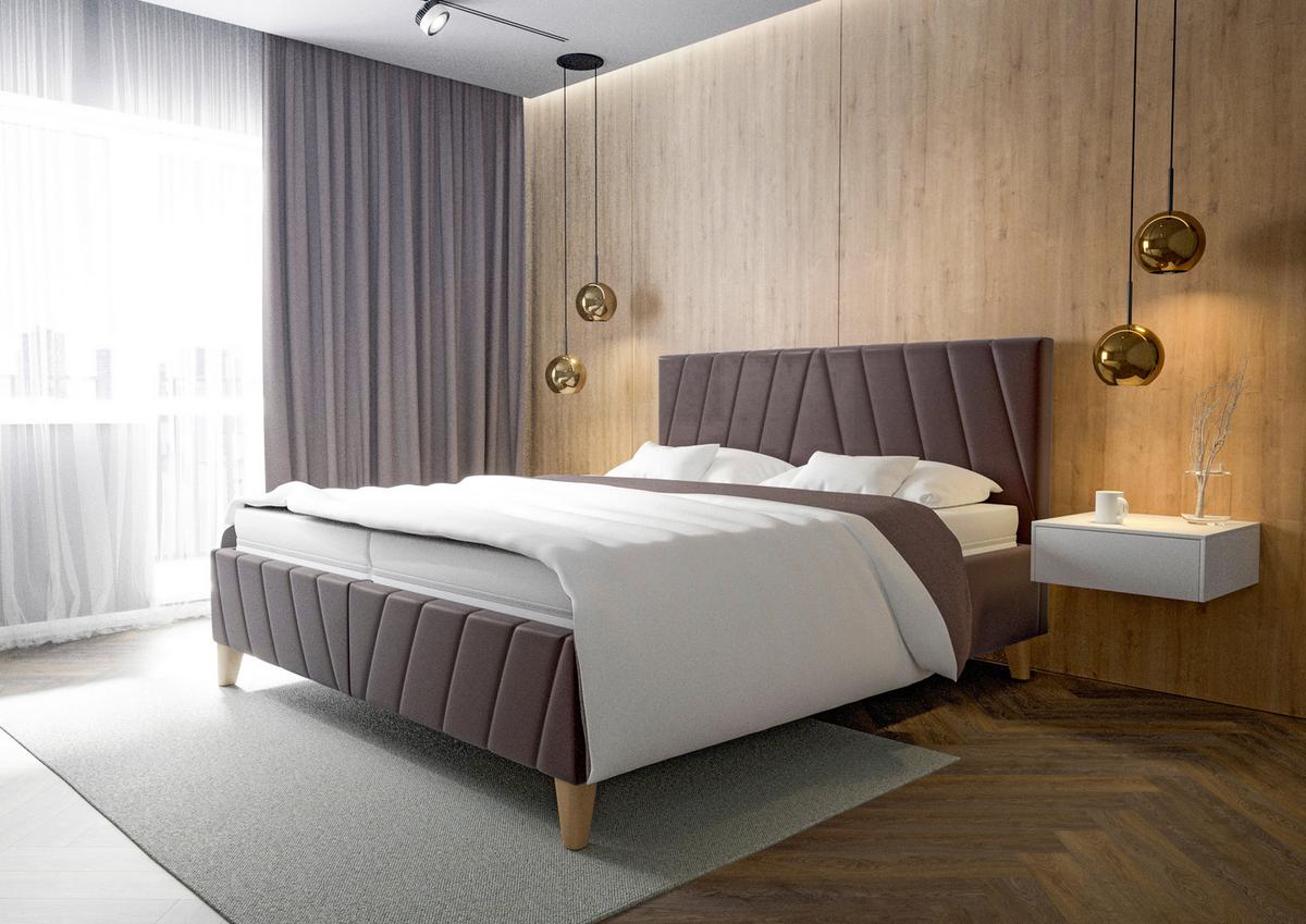 Čalouněná postel NORA,160x200,hnědá - přírodní barvy/hnědá, Moderní, dřevo/textil (160/200cm)
