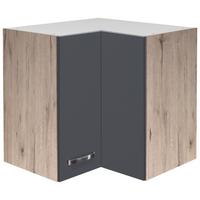 Eckoberschrank Shadow B: 60cm Grau/eiche Dekor 2 Drehtüren - Dunkelgrau/Eiche San Remo, MODERN, Holzwerkstoff (60/54/32cm)