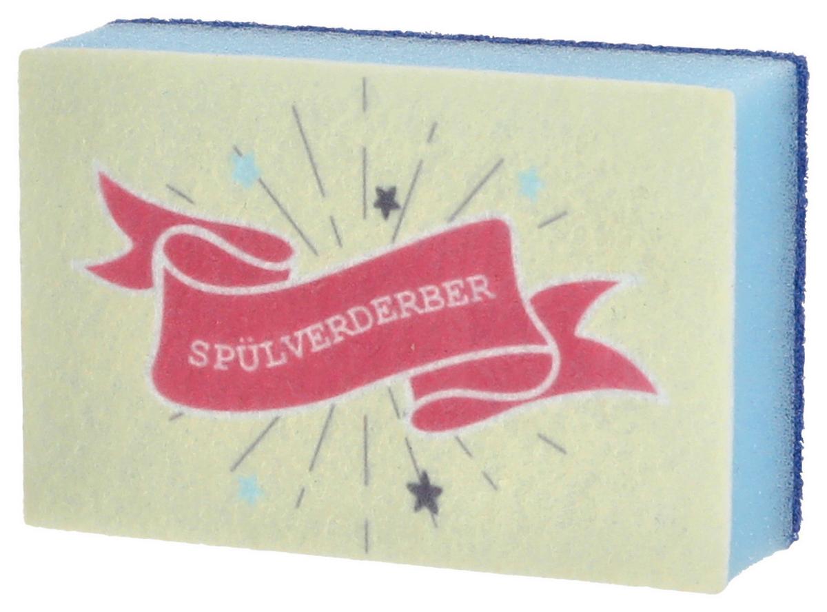 Schwamm Luisa - Blau/Rotorange, Basics, Kunststoff (10,5/7/3cm)