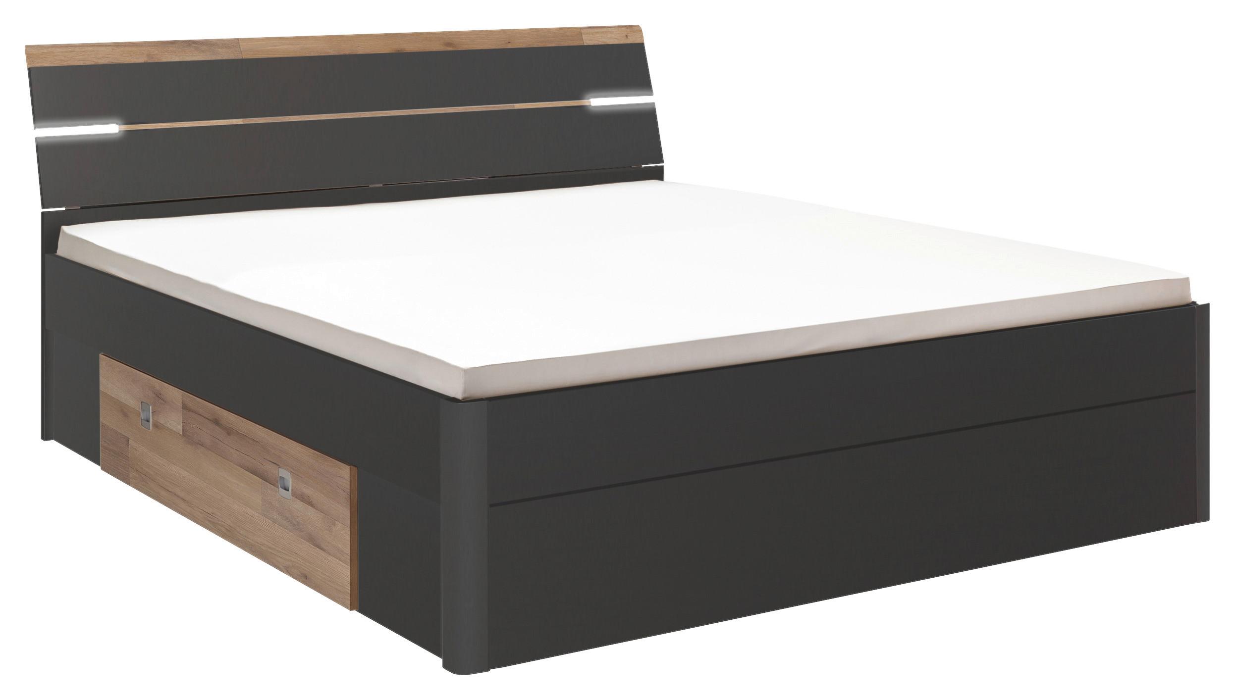 Ágykeret Mars 180/200 Cm - grafitszürke/tölgyfa színű, Konventionell, faalapú anyag (180/200cm) - MID.YOU