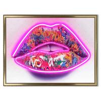 LED-Bild Neon Lips - Pink/Schwarz, Basics, Holzwerkstoff/Kunststoff (50/70/3,5cm)